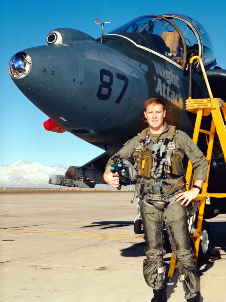 Randy as a test pilot in the 1980s