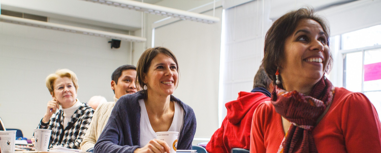 Faculty attending a workshop