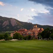 Overhead image of CU Boulder campus and flatirons