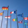 Flags in a blue sky
