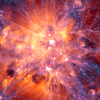 A simulation of the cosmic web, diffuse tendrils of gas that connect galaxies across the universe. (Credit: Illustris Collaboration)