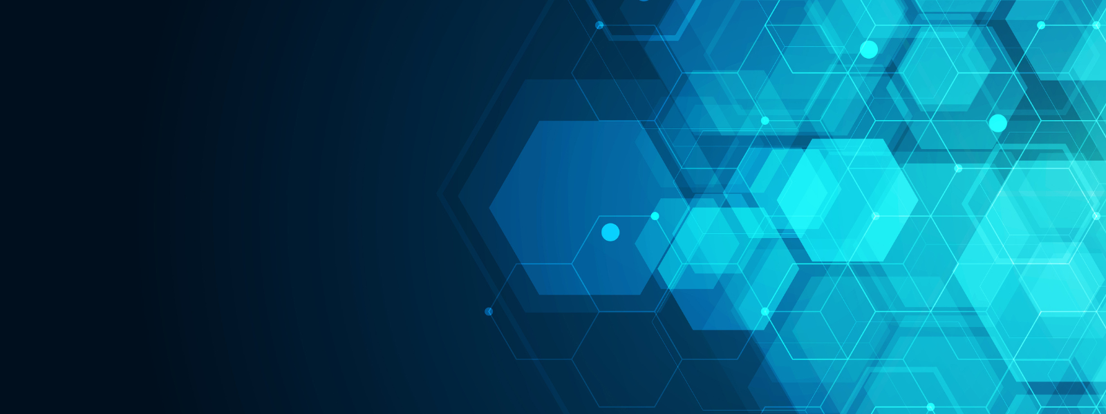 Illuminated hexagons against dark background