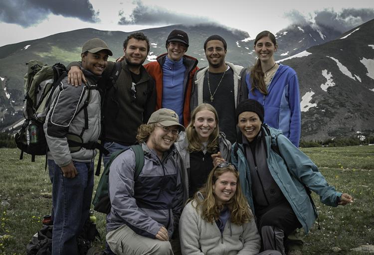REU group posing for a group picture on Niwot Ridge, near the Mountain Research Station