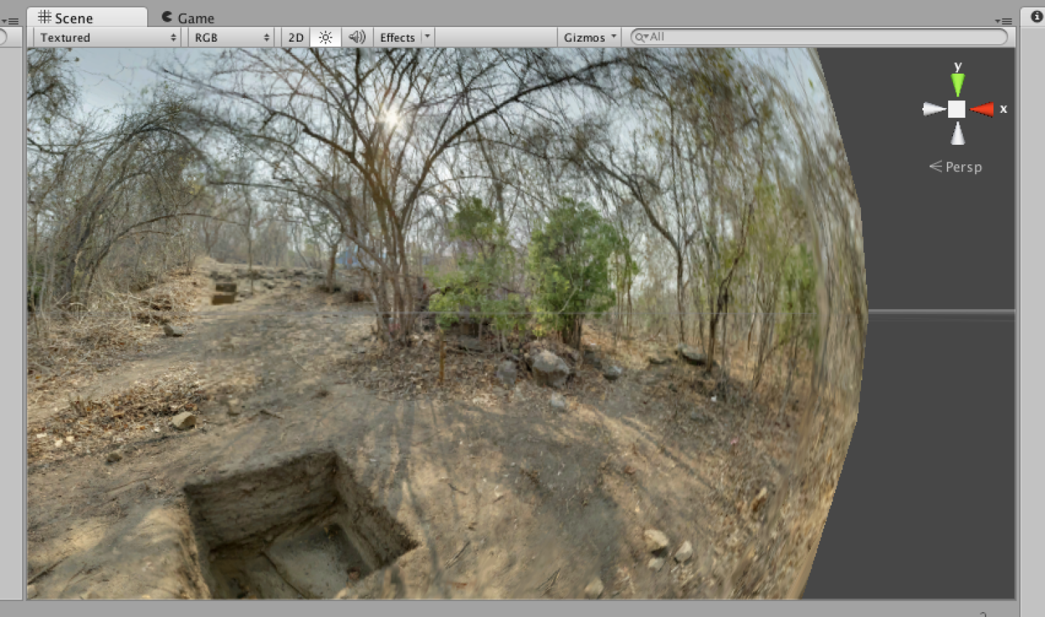 Rio Verde Virtual Field Experience game with dome view. / Juego ‘Rio Verde Archaeology Virtual Field Experience’ con vista de domo.