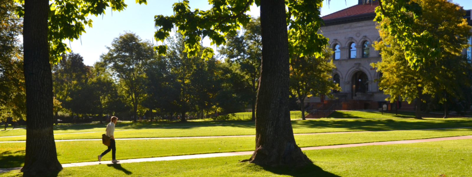 Student walking on Norlin Quad
