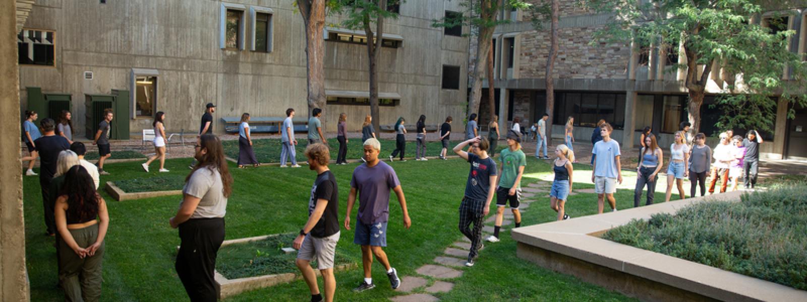 Walking meditation led by Prof Daniel A. Hirshberg