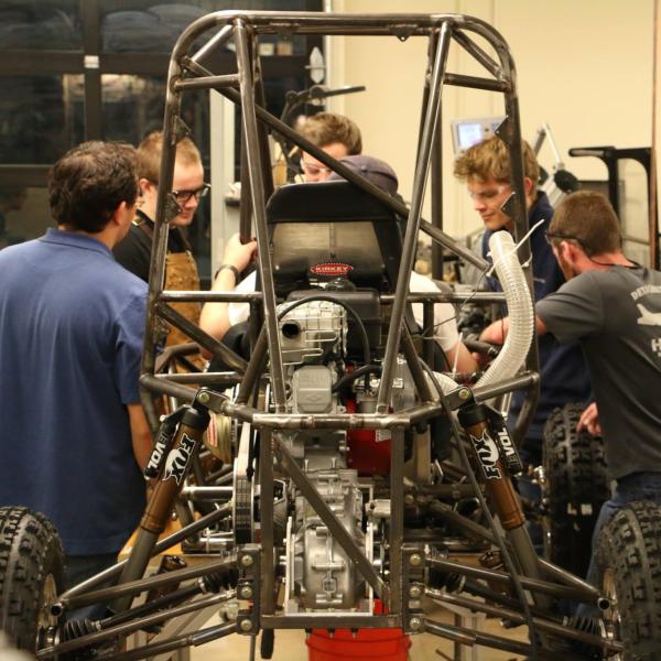 Team assembling the frame