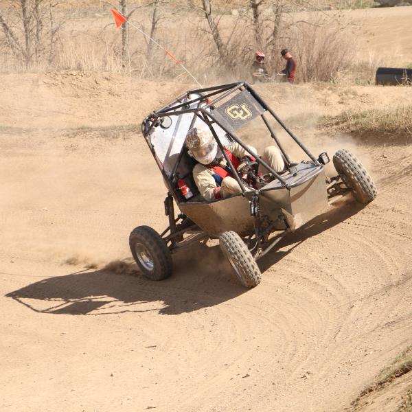 Bill cornering the car