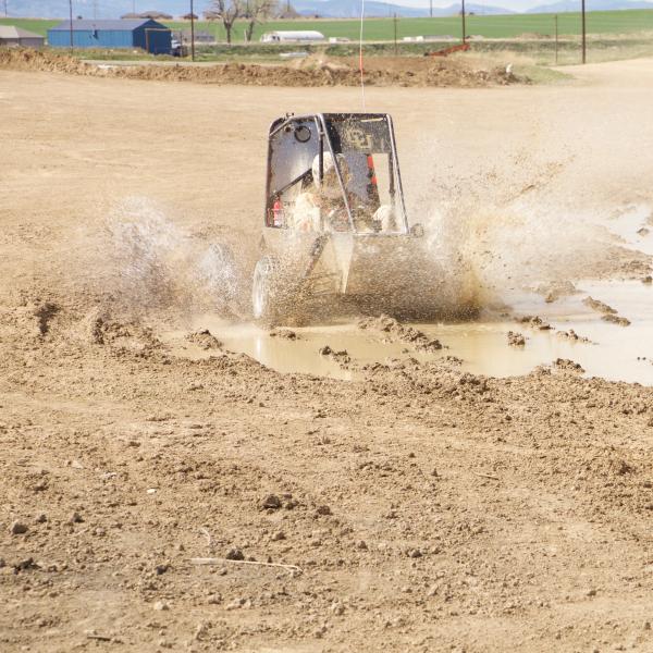 Jack testing the car in a puddle