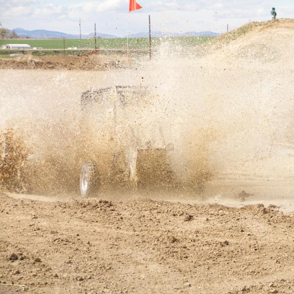 Jack with full splash in the puddle