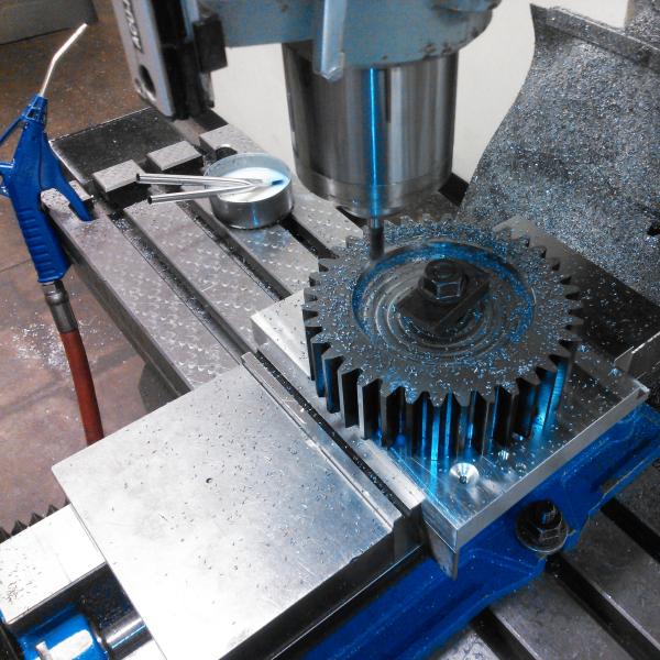 Chris working on the custom gearbox components