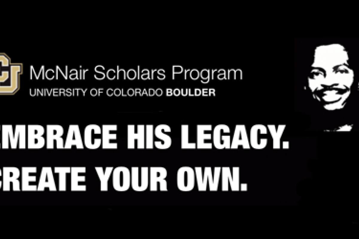 Black and white image of Ronald E. McNair with "Embrace his legacy. Create your own."