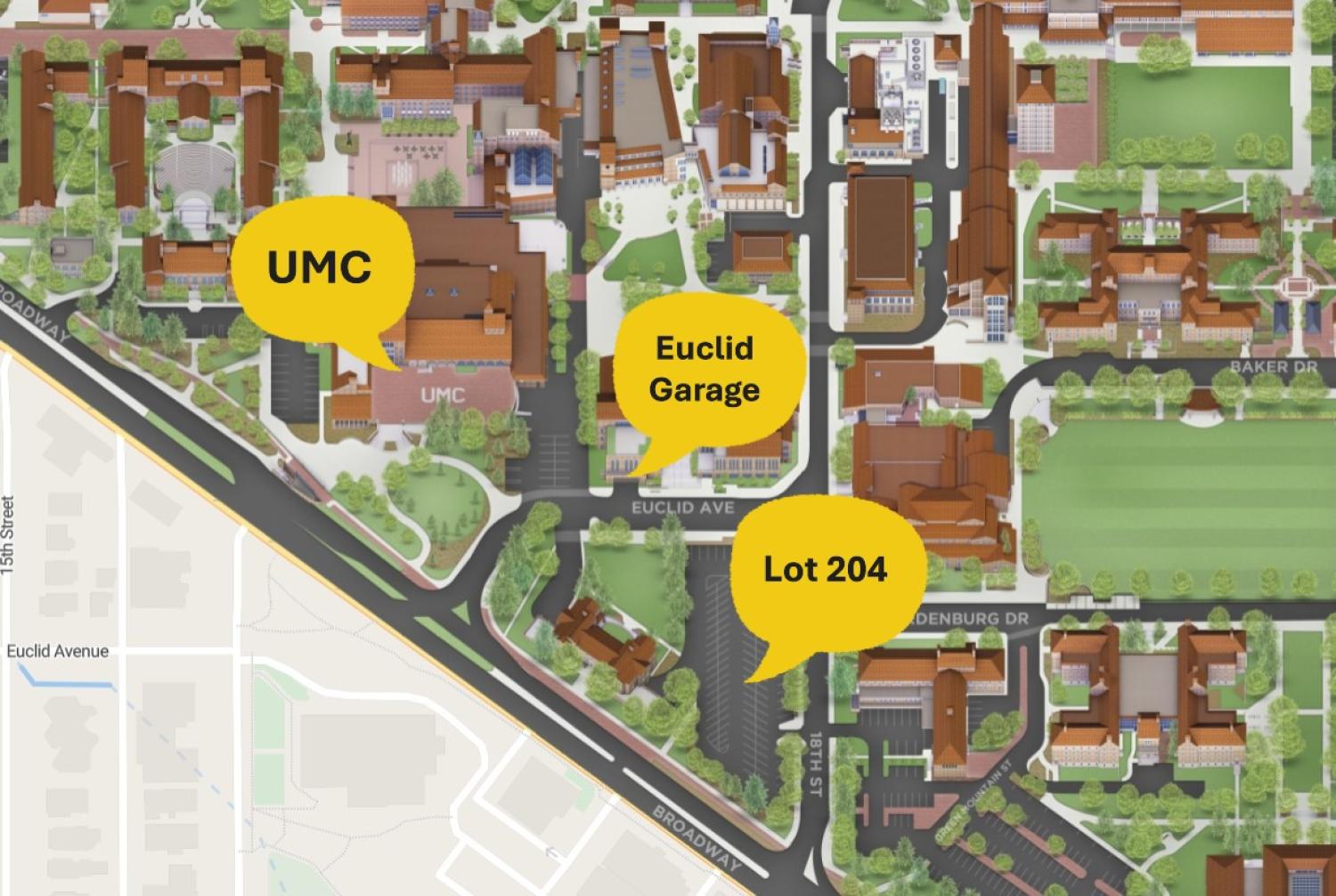 Parking Map Euclid Garage and Lot 204