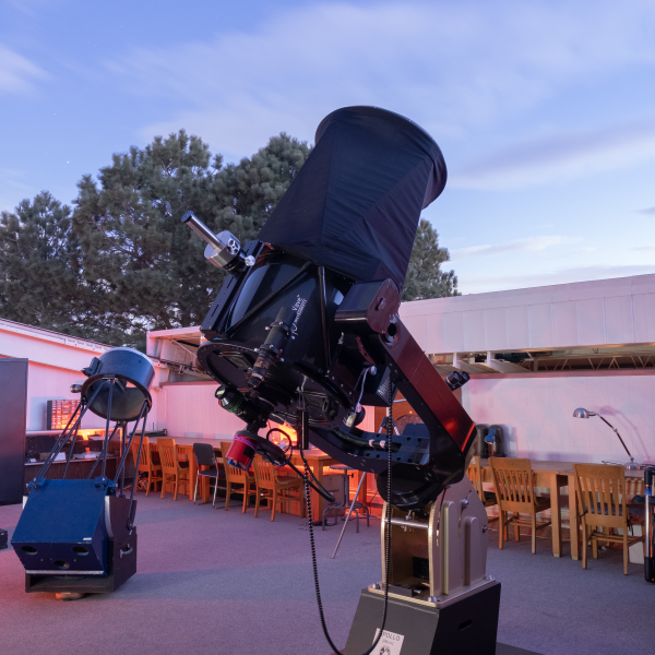 Apollo telescope with the observing deck roof open.