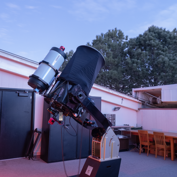 Artemis telescope with the observing deck roof open.