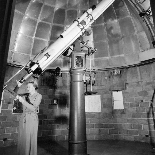 10.5-inch Bausch Refracting Telescope with the first SBO manager, Dorothy Trotter