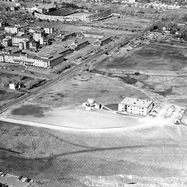 Arial View of Sommers-Bausch Observatory and HAO Complex on Observatory Hill (1960) Photo credit High Altitude Observatory Archives