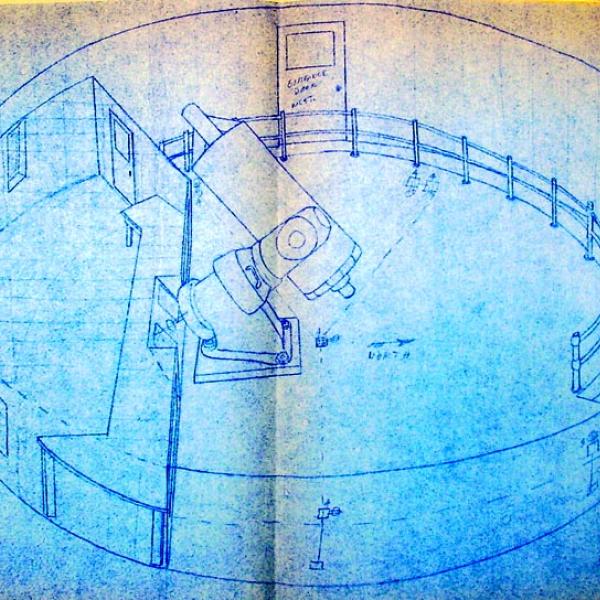 Dome Room Floorplan (mods for 24-inch reflector replacing the Bausch 10.5-inch refractor) (1971) Photo credit Keith Gleason, Sommers-Bausch Observatory