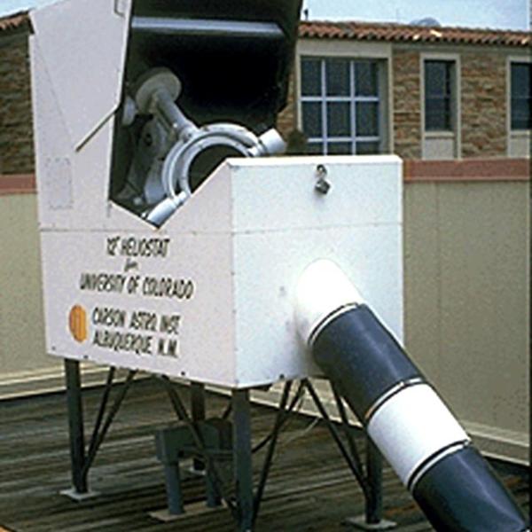 Heliostat on Open Observing Deck (utilizing 10.5-inch Bausch refractor lens) (1995) Photo credit Keith Gleason, Sommers-Bausch Observatory