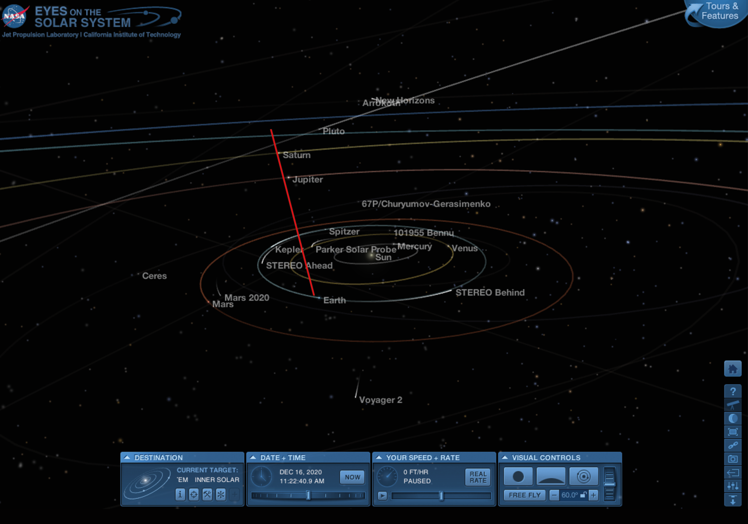 Graphic from NASA Eyes on the Solar System