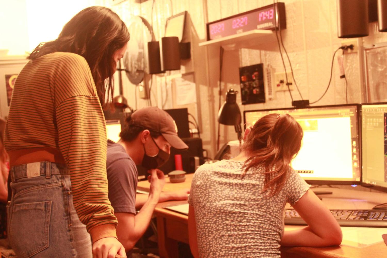 Students working at telescope computer