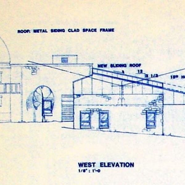 Plans for Roll-Off Roof for Observing Deck (1985) Photo credit Keith Gleason, Sommers-Bausch Observatory