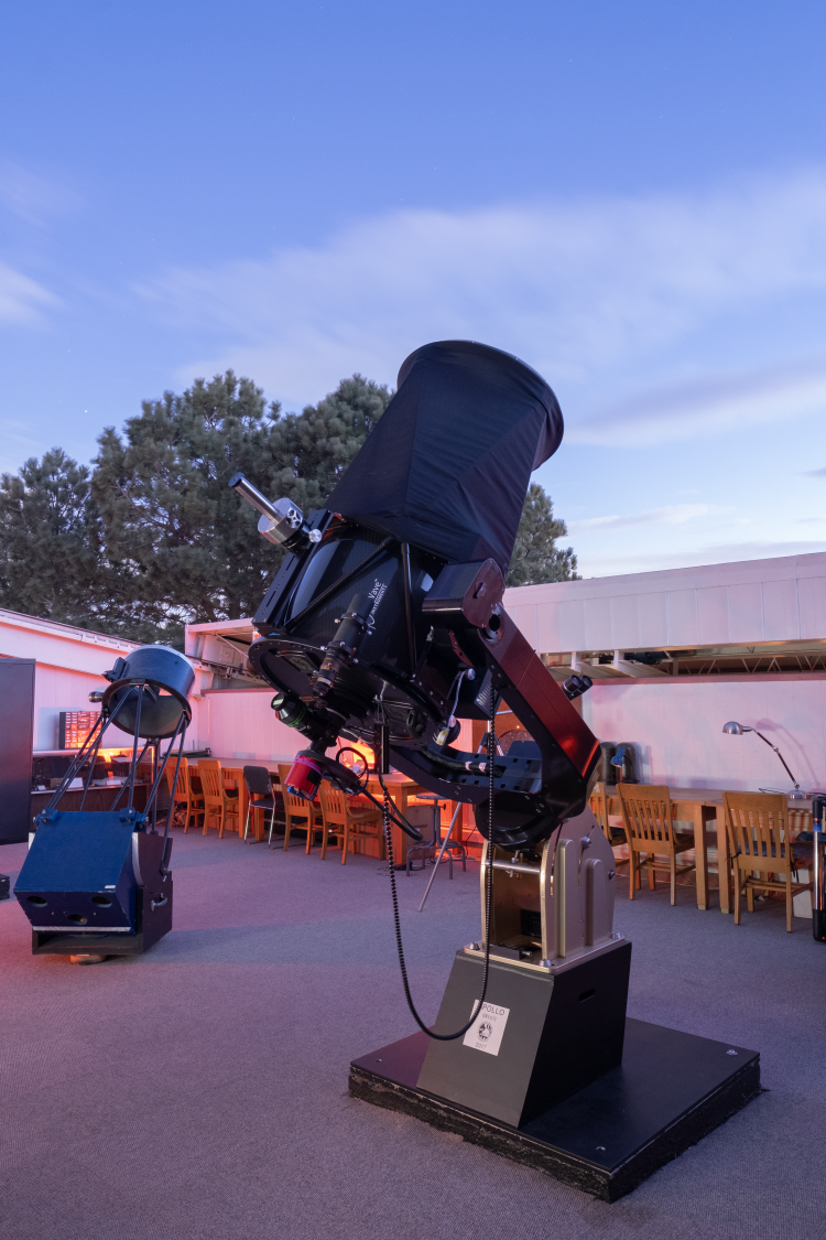 Apollo telescope with the observing deck roof open.