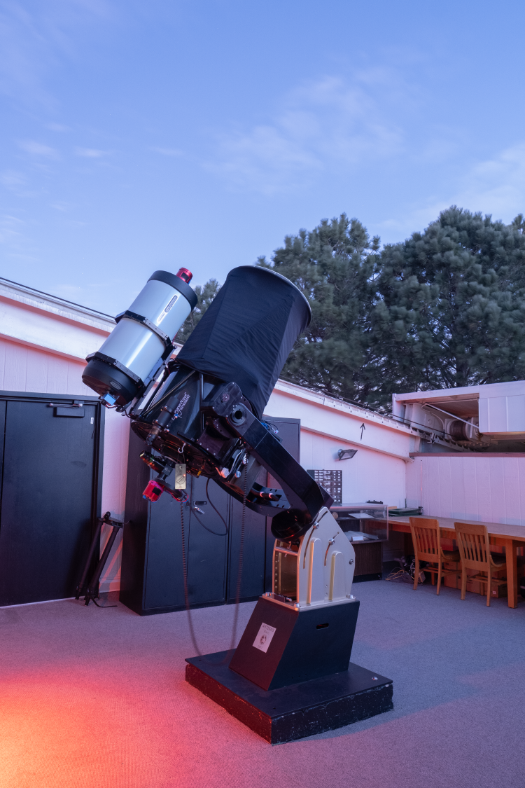Artemis telescope with the observing deck roof open.