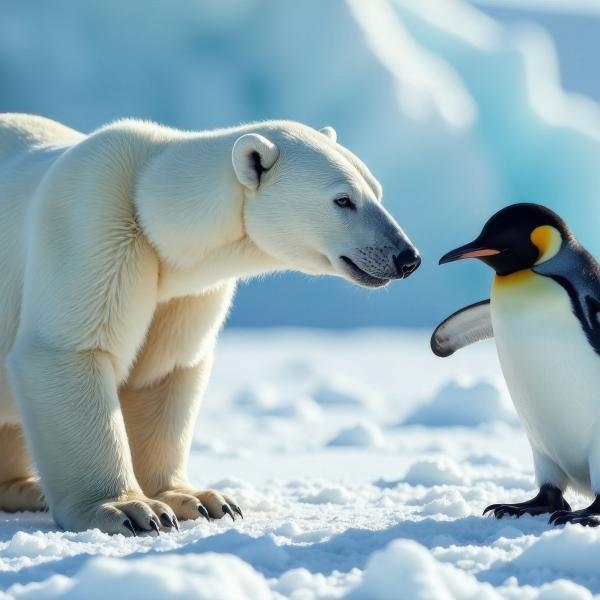 polar bear and penguin (AI generated)