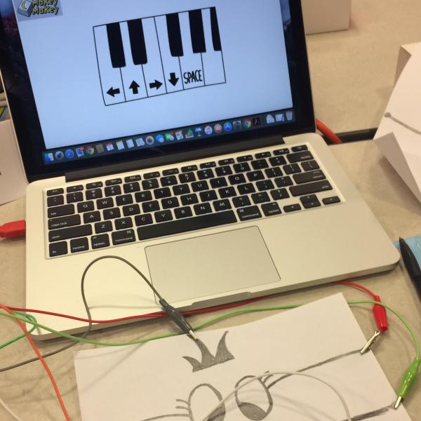 laptop connected to micro:bit