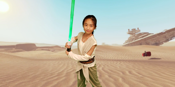 girl with lightsaber