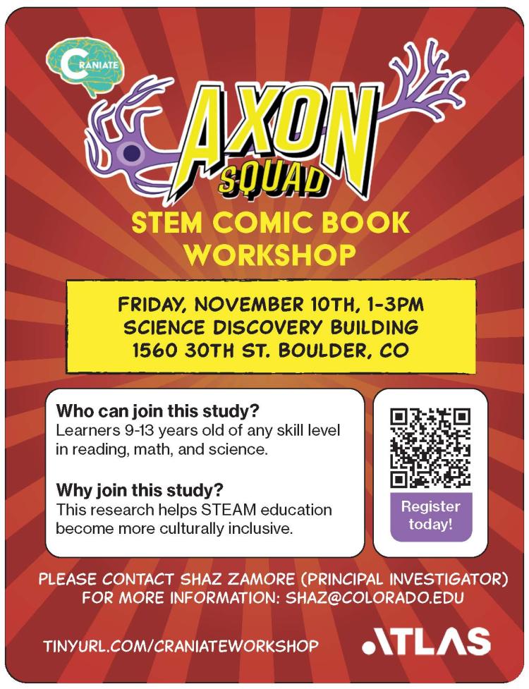 flyer for STEM comic workshop (English)