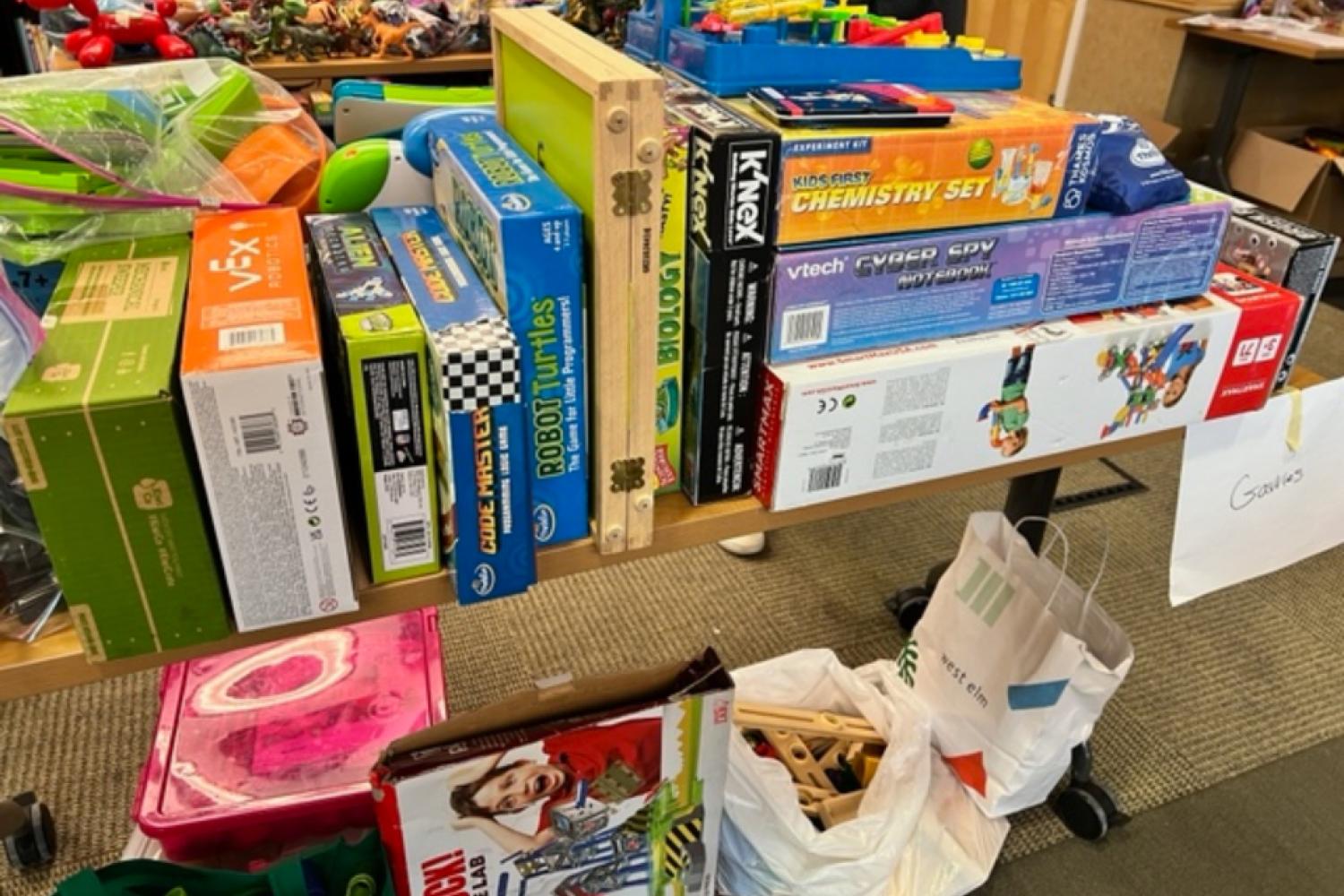 donations on a table