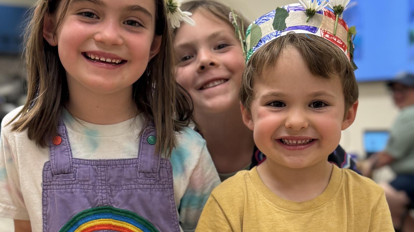 3 students with flower crowns