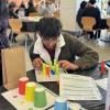 student doing tabletop math activity