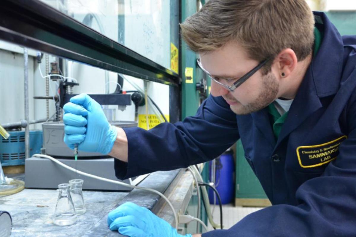 Student working in a lab