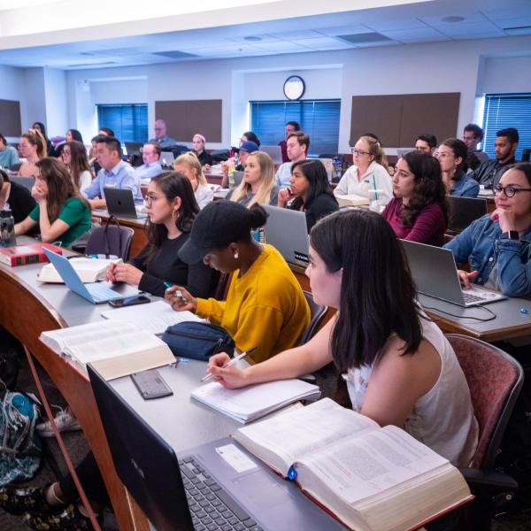 Students attending law class