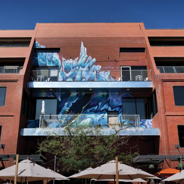 Sea ice mural in downtown Boulder by Kendall Kippley
