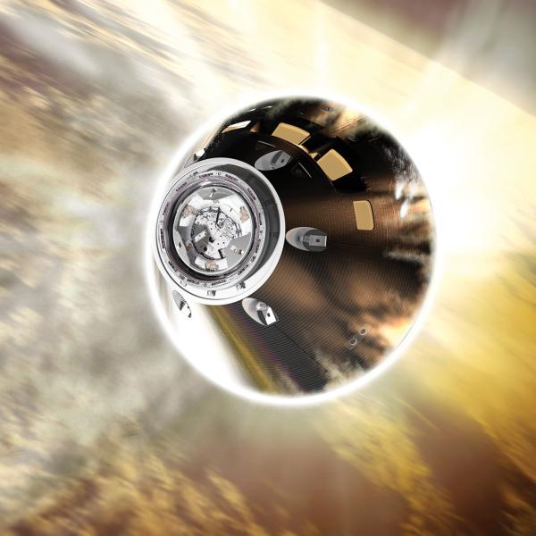 Flight of space capsule through the atmosphere