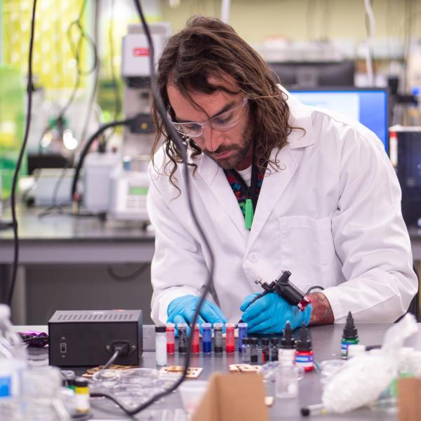 Professor in the lab