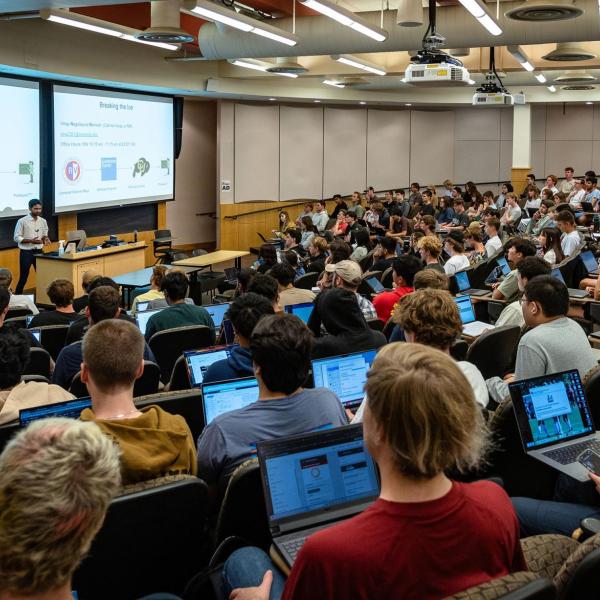 Students attending first day of class