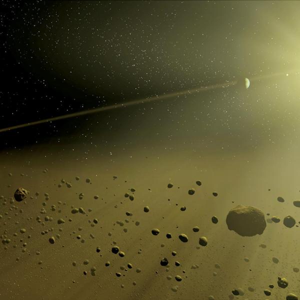 Ring of small fragments in space