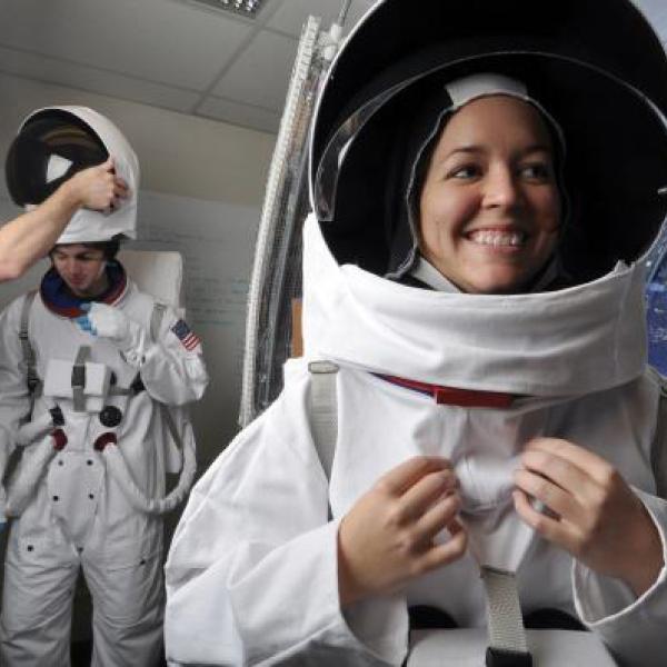 Students in spacesuits