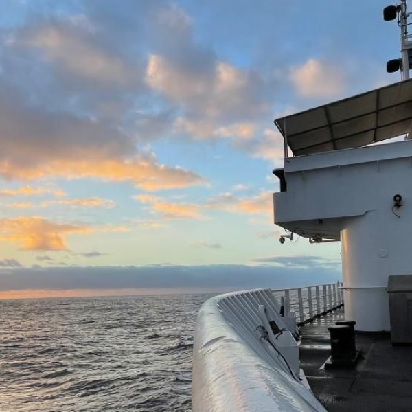 A ship conducting research at sea