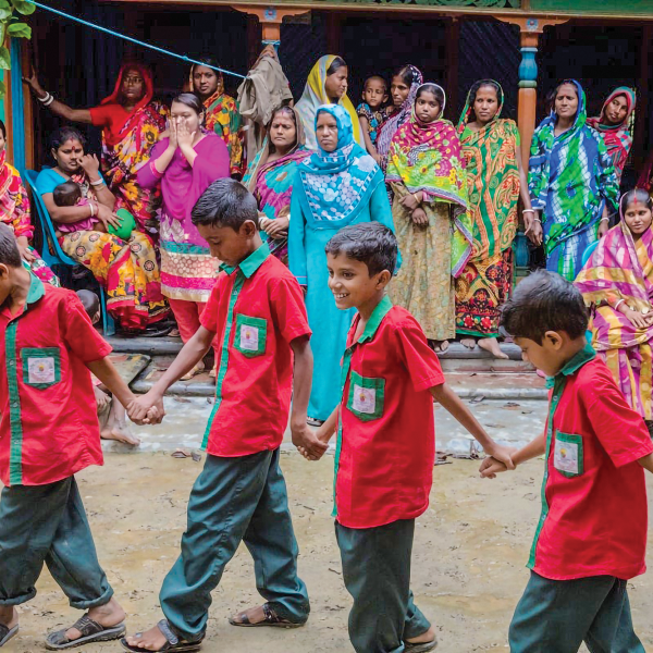 Students participate in school activities at the Sahabatpur Daspara Ananda school in Sahabatpur village, Bangladesh.