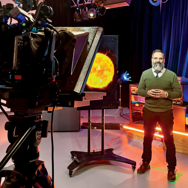Dr. Jorge Perez-Gallego on set for “The Science of a Total Solar Eclipse” livestream