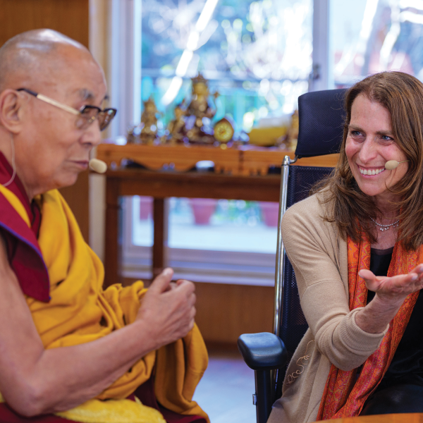 Professor and Director of the Crown Institute Sona Dimidjian with the Dalai Lama