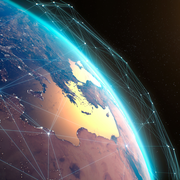 Satellite network over planet Earth