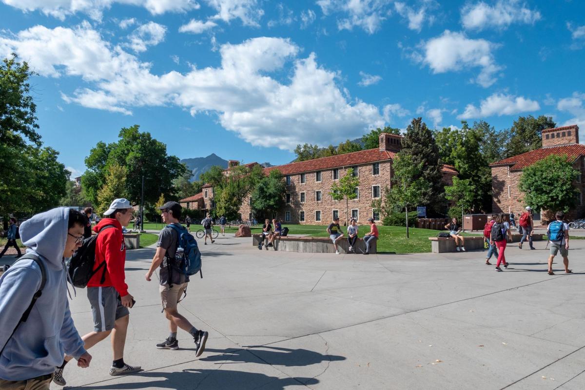 Students walking on campus