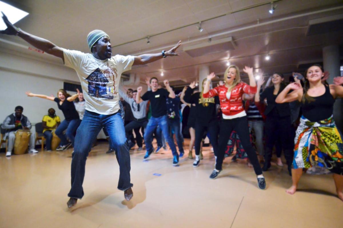 Students dancing in dance class